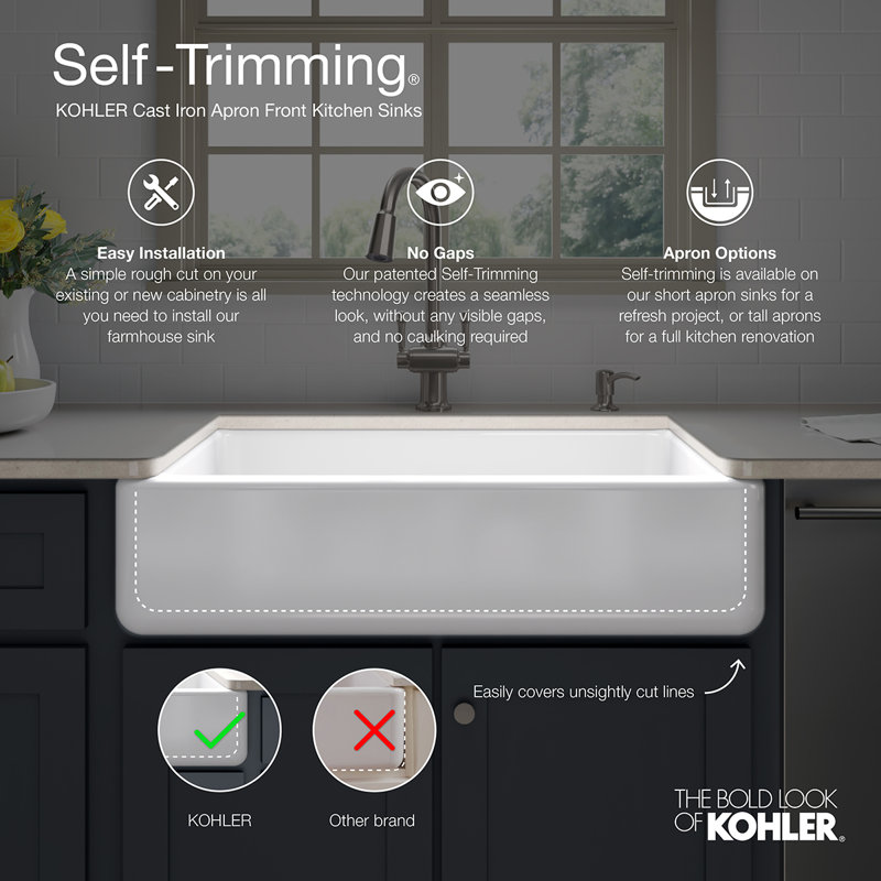 Whitehaven® Self-Trimming 24" L x 22" W Farmhouse Kitchen Sink, Black Plum