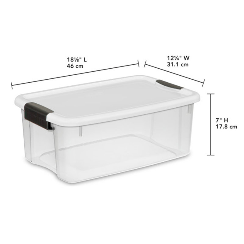 Sterilite Clear Plastic Stackable Storage Bin with White Latch Lid