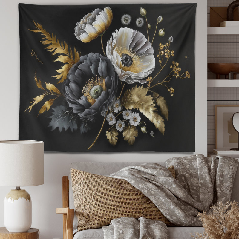 Tapisserie floral polyester, H 50 po x l 60 po