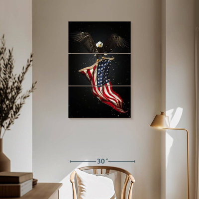 Eagle Flying With American Flag