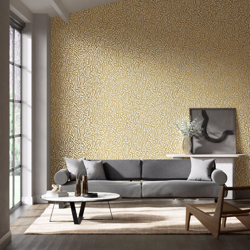 Melodic 10.05m x 68.6cm Wallpaper Roll, Gold/Paper Lantern