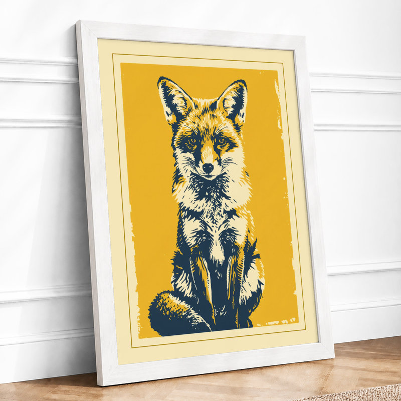 Fox in Repose Graphic - Framed Print, A1 - 84.1 x 59.4 cm, White