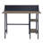 Rustic Oak Writing Desk With Black Metal Legs And Integrated Tech Holder