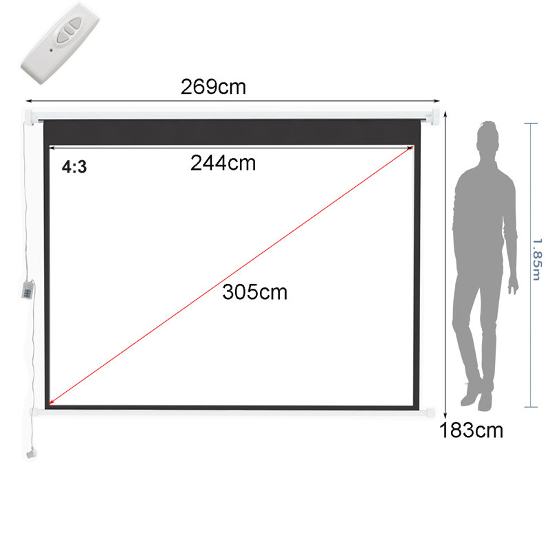 Latitude Run Electric Projector Screen Projector Screen, 183cm H x 269cm W