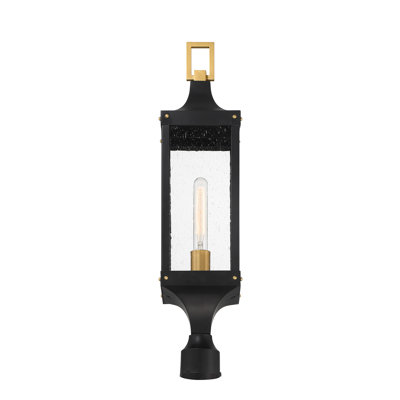 Glendale 1-Light Eleonore in Matte Black and Weathered Brushed Brass