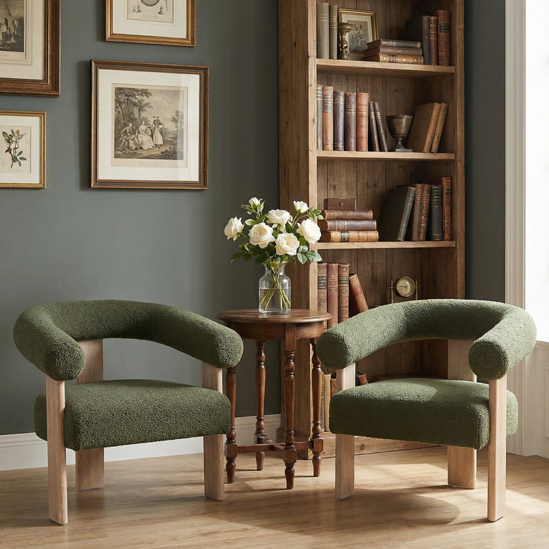 Fauteuil d'appoint Modern, Laine vert sauge