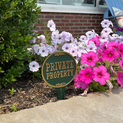 Yard Sign For Lawn/Outdoor, 9.5 X 5.25 Inch, 375 Mil Thick Rustproof Cast Aluminum, Small Metal Plaque, Green And Gold