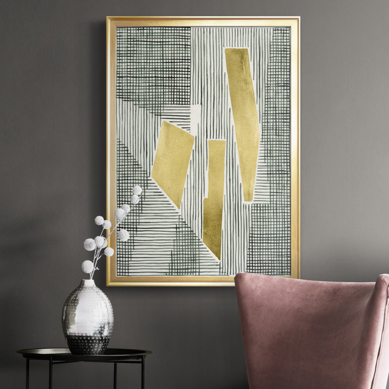 " Shadow Screen I ", 30.5" H x 22.5" W x 1" D, Gold Framed