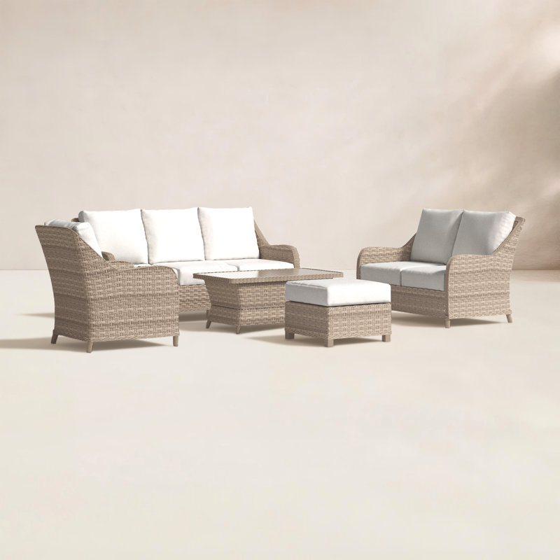 Sky 5 Piece Sunbrella® Sofa Seating Group with Cushions, Canvas Canvas Sunbrella® Canvas