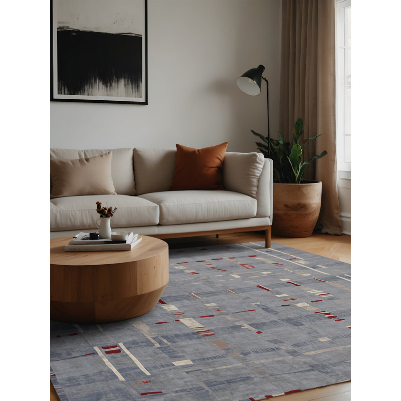 Machine Washable Gray Area Rug, Square 8'