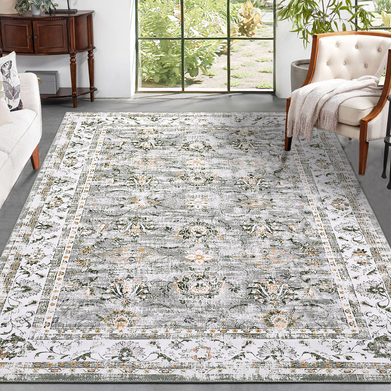 Sailas Washable Floral Indoor Rug, Rectangle 8' x 10'