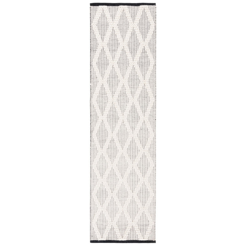 Javone Hand Woven Wool Geometric Rug, Runner 2'3" x 8'