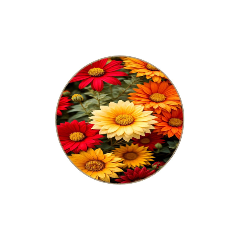 Floral Patterned Decorative And Woven Based Washable Carpet, Round 5'