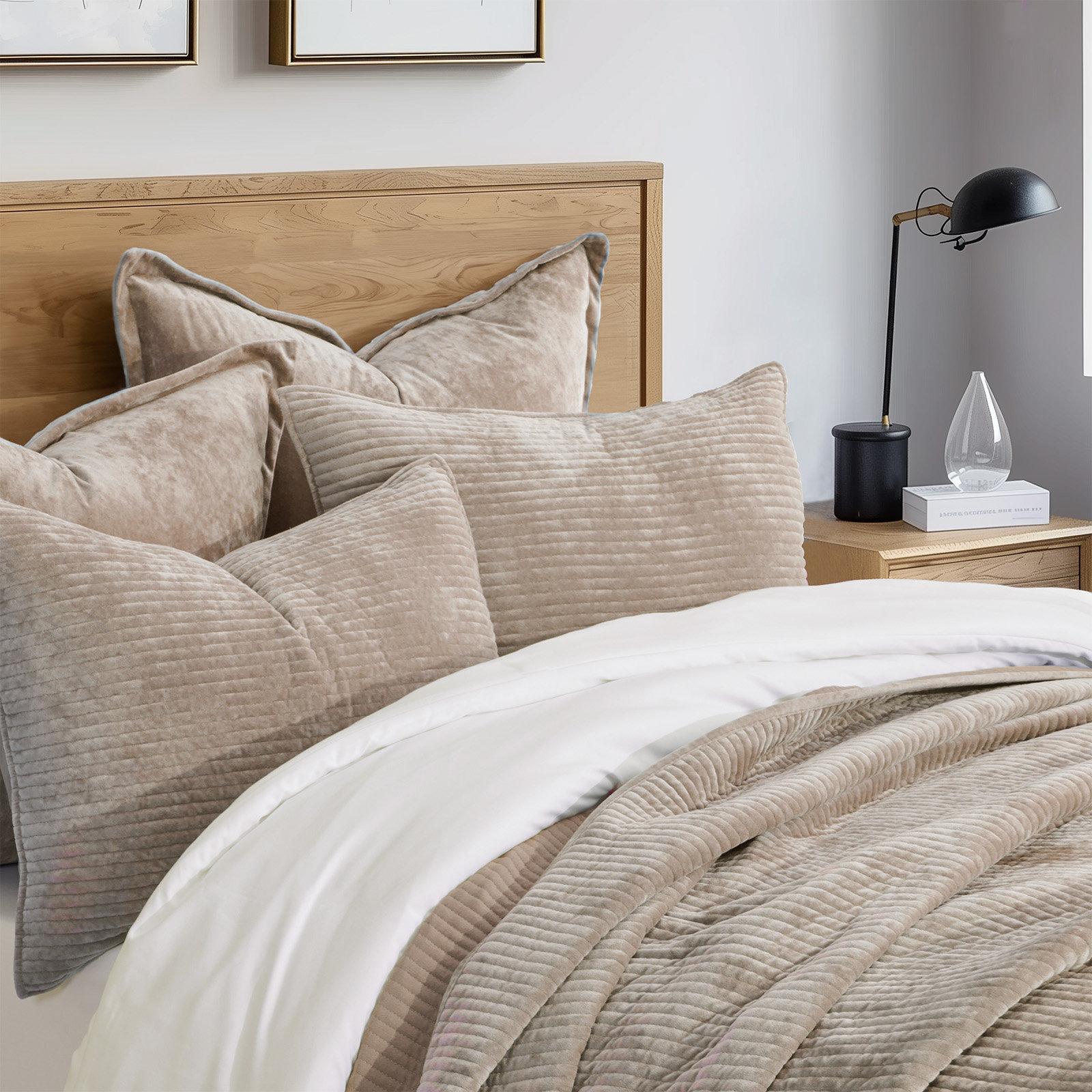 Velvet Quilt Set, Queen, Urban Taupe