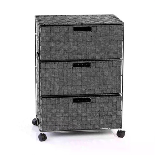 Honey-Can-Do 3-Drawer Woven Home Office Organizer, Black