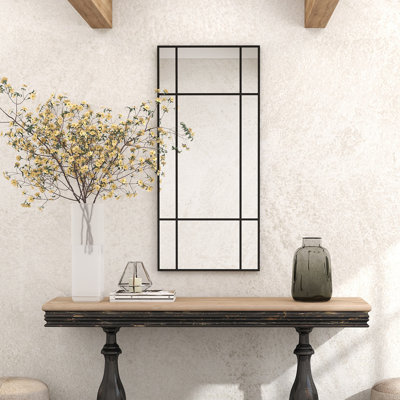 HOMCOM Window Style Vanity Mirror 110 x 50cm Hanging Wall Mirror Black