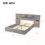 Grand lit plateforme avec deux prises de courant, ports de chargement USB et deux coussins de chevet-589666864