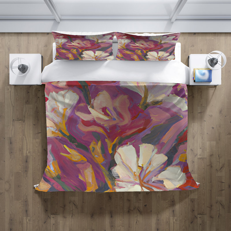 Polyester Floral Duvet Cover, Queen Duvet Cover + 2 Queen Shams