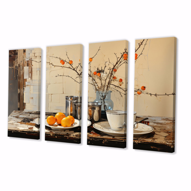 Breakfast Morning Feast I - Food & Beverage Canvas Print - 4 Panels