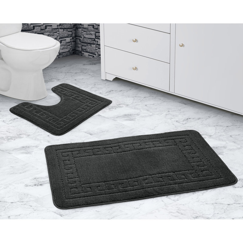 Kelya Greek Key Bath Set, Charcoal