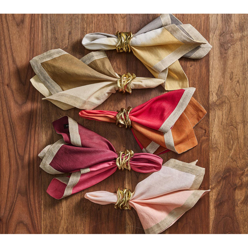 Dip Dye Linen Napkin, Cranberry/Orange