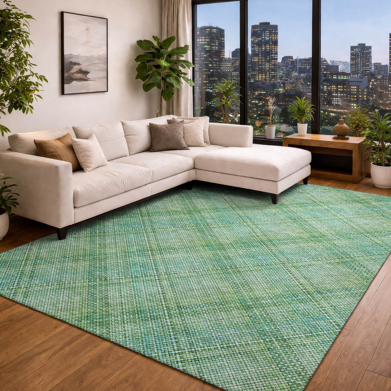 Tapis intérieur / extérieur lavable à la machine Chantille ACN2880, Turquoise, 9 pi x 12 pi