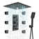 12" Flush Mounted Luxury Thermostatic Rainfall Shower System with LED and 6 Body Jets