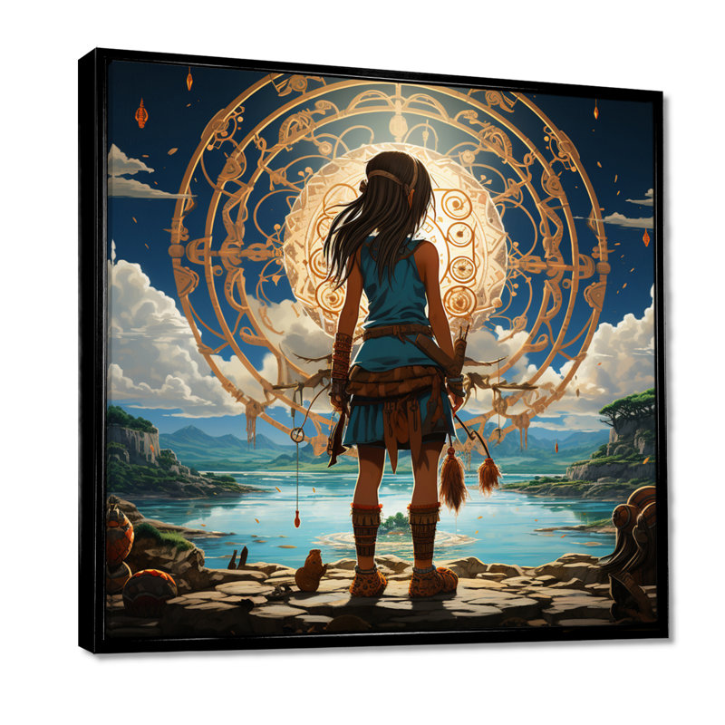 Art mural mural Boho Warrior Girl, H 16 po x l 16 po, Cadre flottant noir