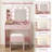 Vanity Table Set with Large Mirror and Cushioned Stool for Bedroom-1701288410