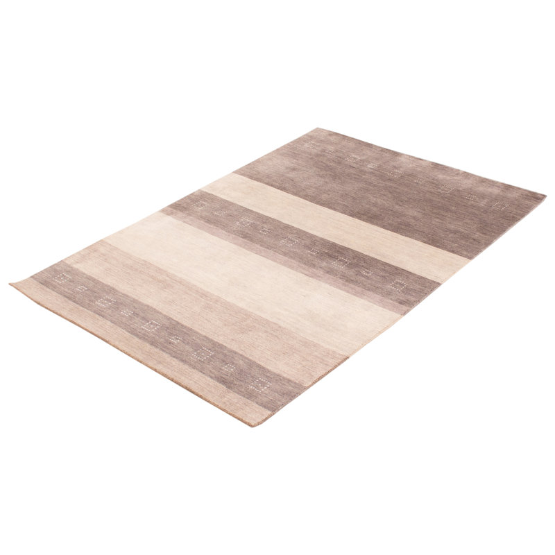 Tapis gris en laine noué à la main Freddick, Rectangle 4 pi 9 po x 6 pi 7 po