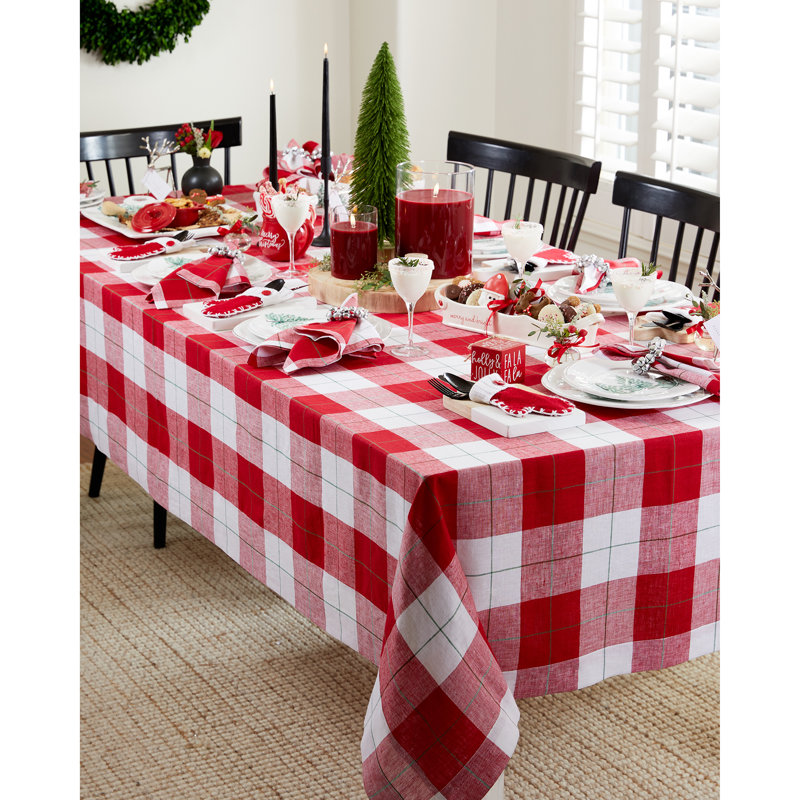 Very Merry Plaid - 100% Pure Linen Christmas Table Throw