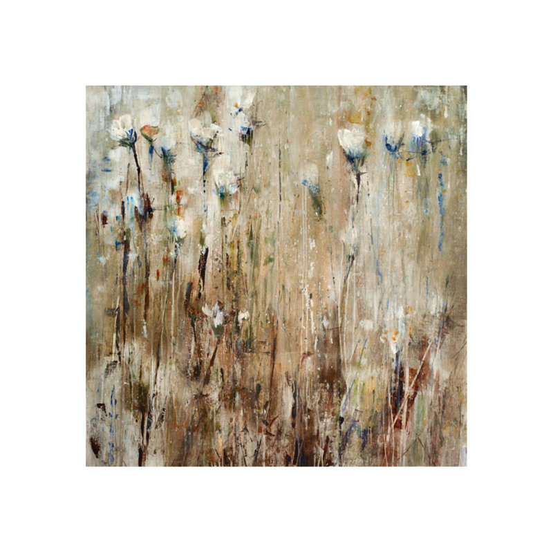 Far Afield Flowers Painting, Knife Gel, 54" H x 54" W