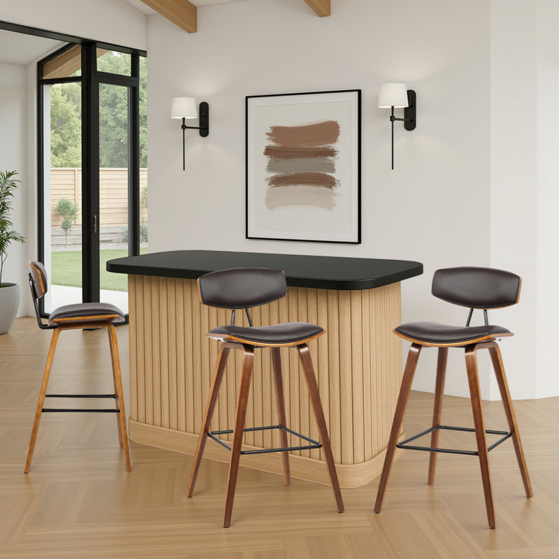 Tabouret de bar Fox , Brun / Noyer, 3, Tabouret de bar (siège d'une hauteur de 28,5 po)