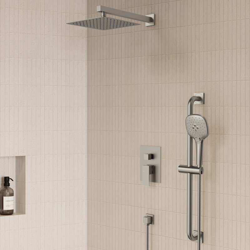 Système de douche à pression équilibrée, robinet de douche à pluie de 10 pouces avec douche à main à 3 fonctions