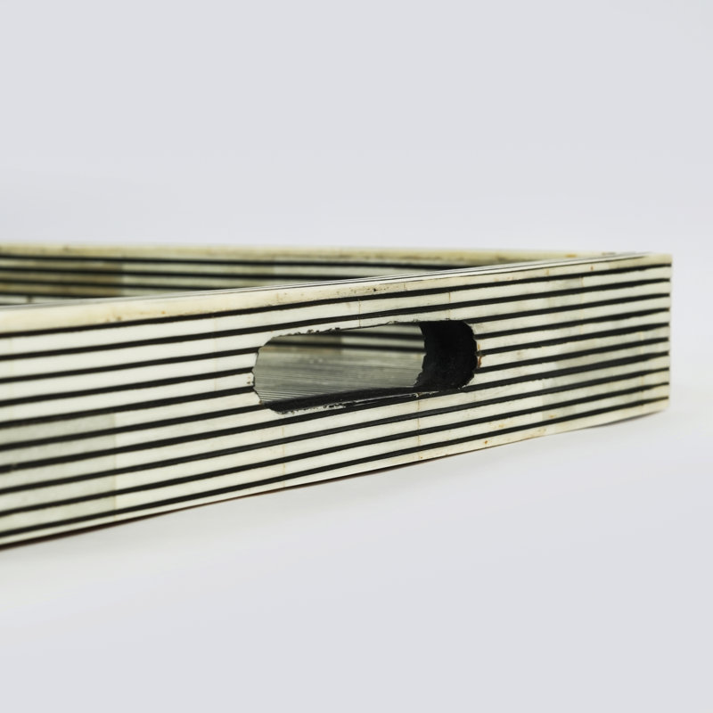 Plateau de service Pinstripe Bone Inlay, H 2,25 po x l 18 po x P 13,5 po
