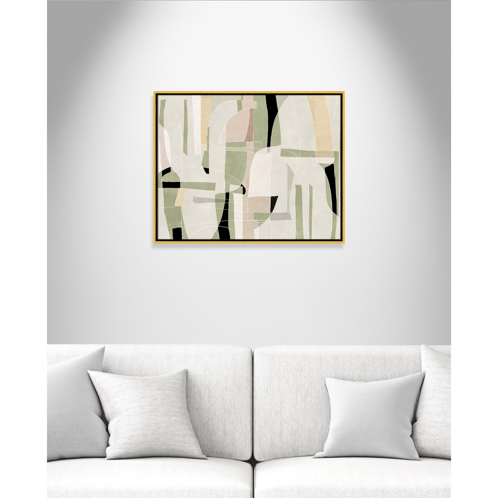 Sunny Barcelona - Floater Frame Canvas, 29.5" W x 23.5" H, Gold