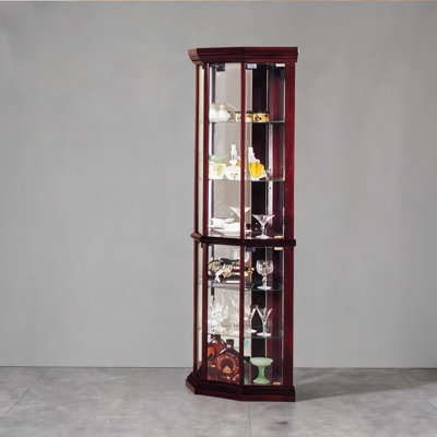 Vitrine de coin en bois de cerisier synthétique, présentoir de rangement pour objets de collection, style sophistiqué raffiné pour la maison
