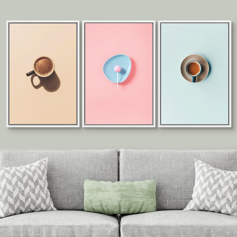 Food And Beverages 3 Piece Art Print, Blanc, H 24 po x l 16 po x P 1,5 po