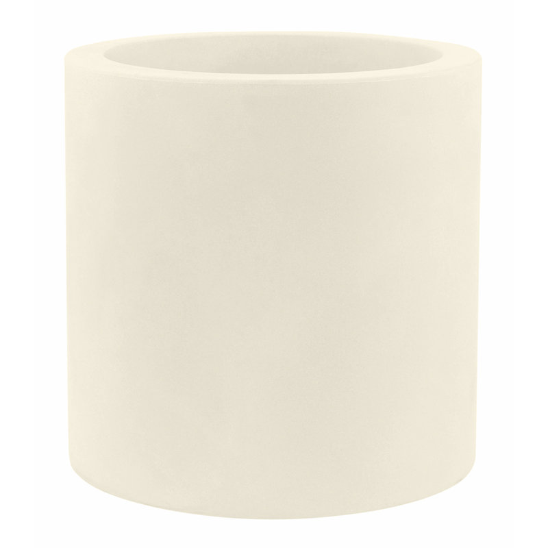 Cilindro - High Resin Pot Planter - Simple, Ecru, 11.75" H x 11.75" W x 11.75" D