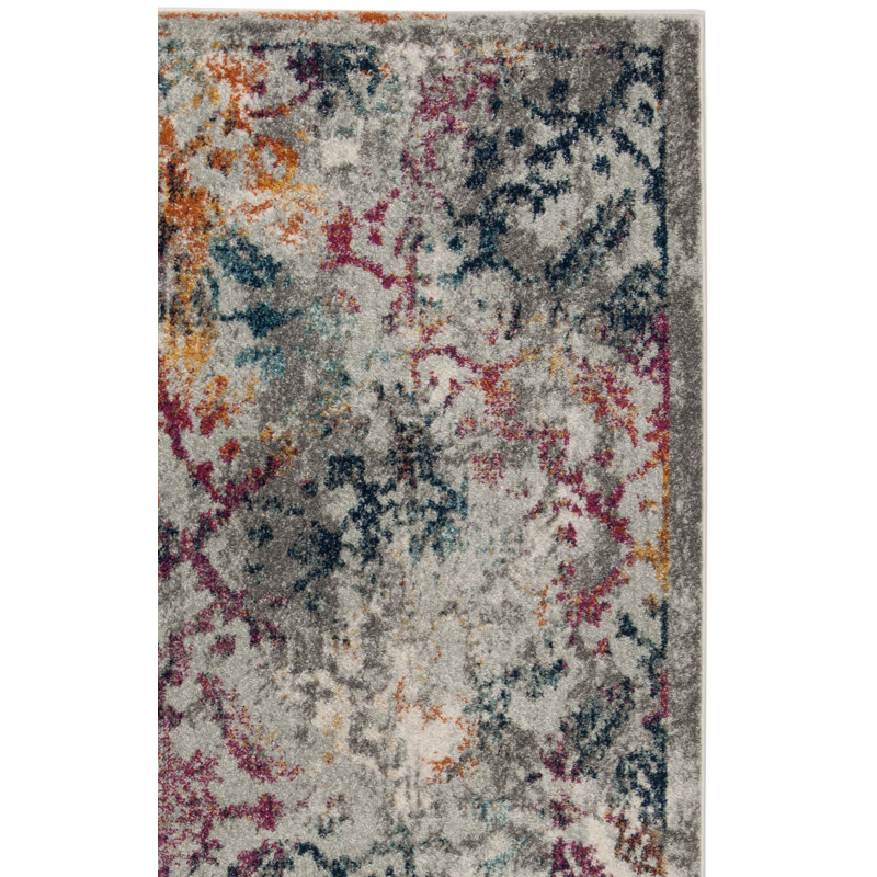 Tapis abstrait gris clair / fuchsia Christa, Rectangle 4 pi x 6 pi