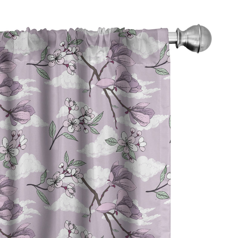 Floral Semi-Sheer Rod Pocket Curtain Panels, 28" W x 95" L