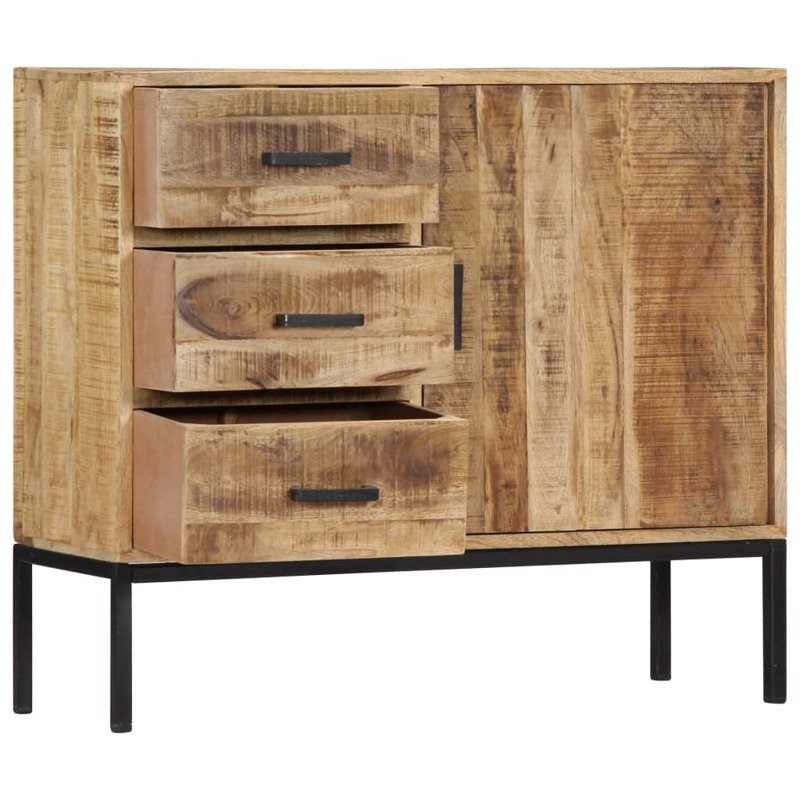 Arcadia Sideboard 34.6" x 11.8" x 28" Solid Mango Wood, Gray Brown