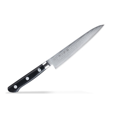 Tojiro F-651 Classic Damascus Petty Utility Knife 150mm, Black Handle