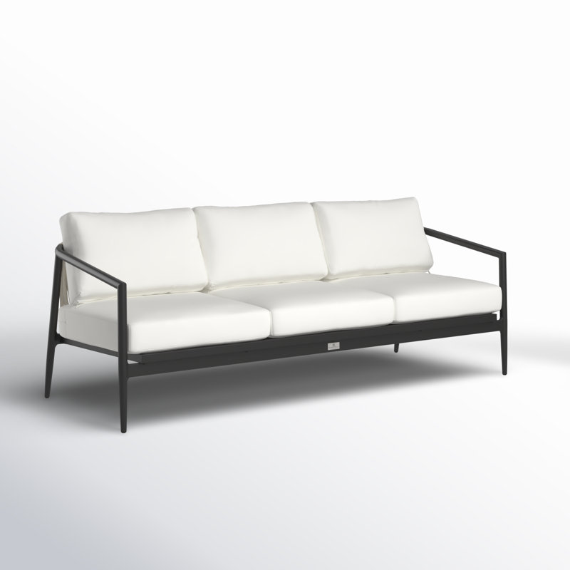 Outdoor 3 - Seat Patio Sofa, Canvas Natural Sunbrella® Canvas, Black