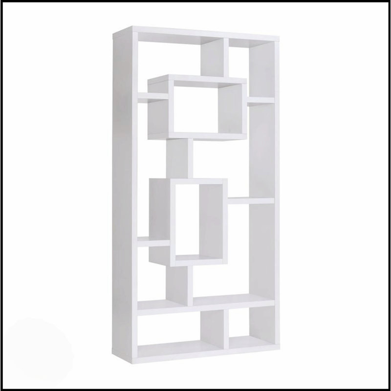 Bibliothèque rectangulaire à 10 tablettes au design épuré et au rangement spacieux, parfaite pour l'organisation moderne