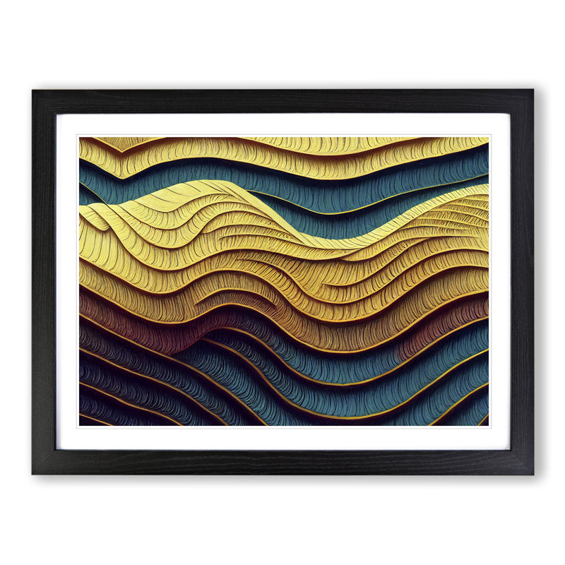 Stupendous Modern Abstract Art - Single Picture Frame Print, Black, 46cm H x 64cm W x 2cm D