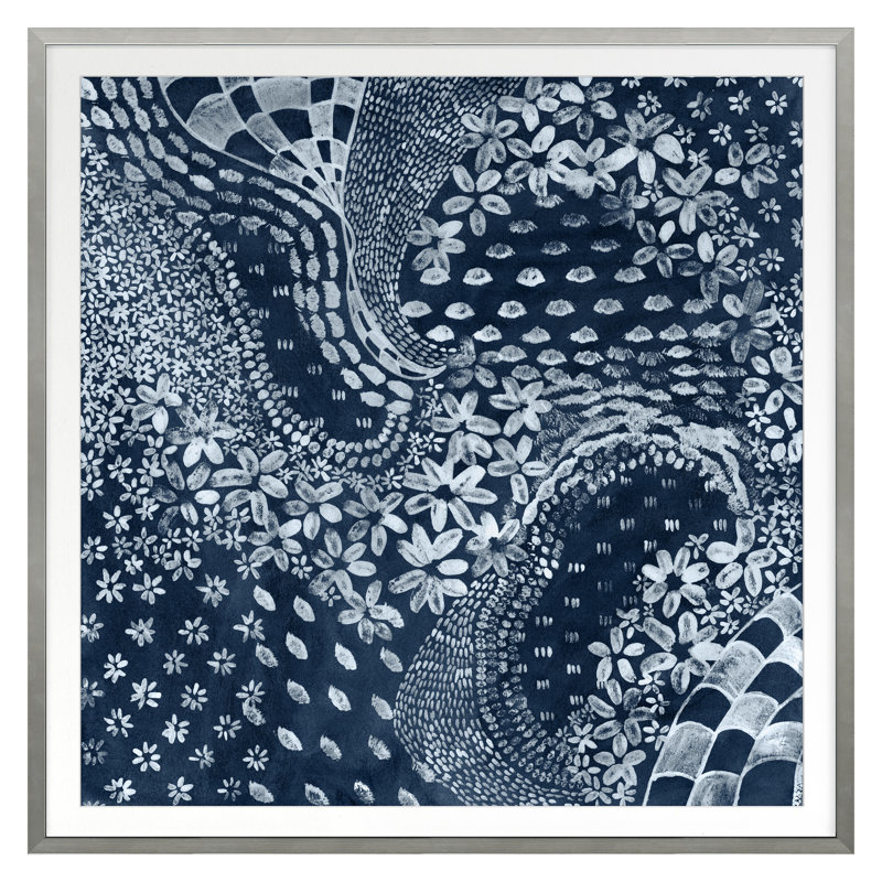 «Indigo Batik Swirl» par Stramel, Renee, Argent argent, H 20 po x l 20 po