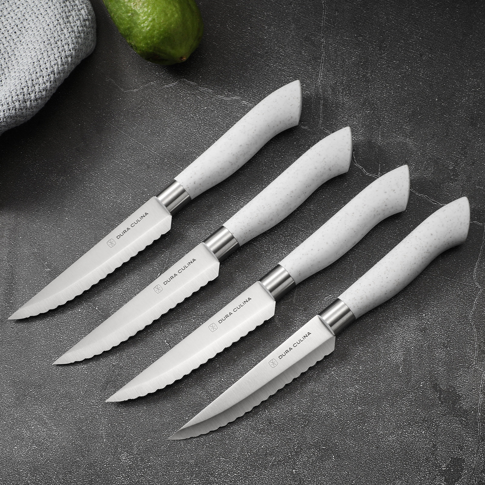 Pfaltzgraff Everyday Stainless Steel Serrated Steak Knife Set 4 Knives Black