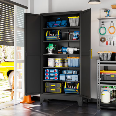 75.2"H*36"W*18"D Tall Metal Garage Stoarge Cabinet Tools with Five Adjustable Shelves for Mulitpurpose