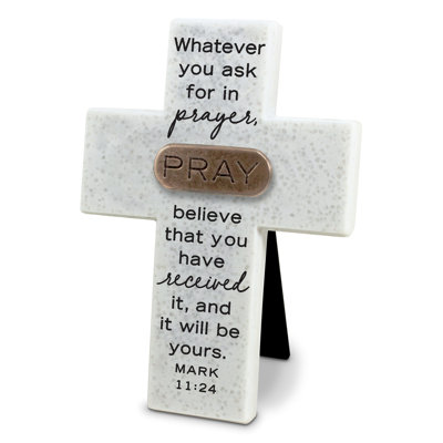 Tabletop Cross Copper Accented Pray